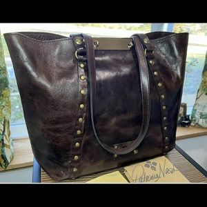 Patricia Nash Benvenuto Distressed Chocolate Leather Tote Shoulder Handbag NEW